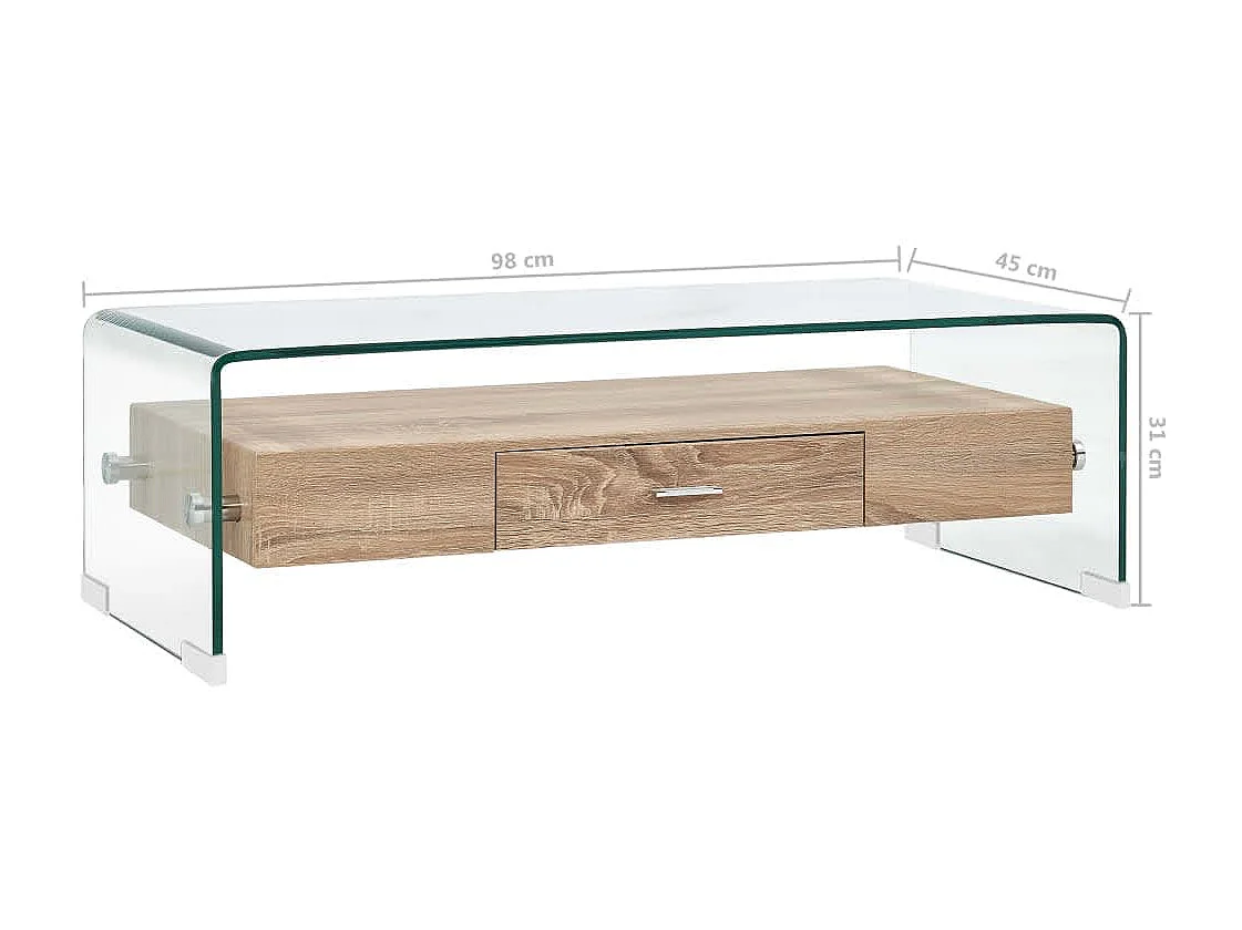 Couchtisch Beistelltisch Transparent 98×45×31 cm Hartglas -MN19810