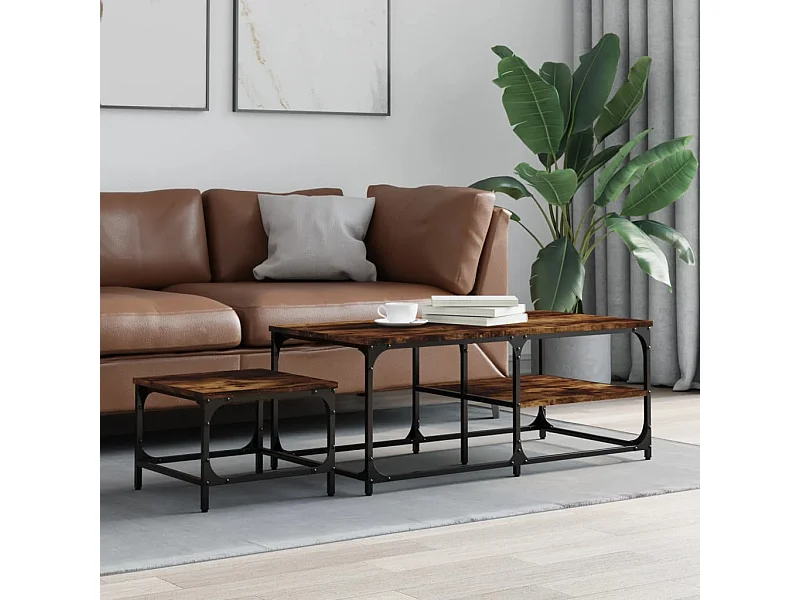 2er-Set Satztische Couchtische Räuchereiche Holzwerkstoff -MN58370