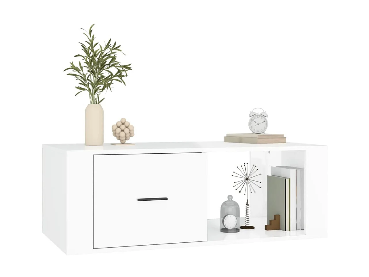 Couchtisch Beistelltisch Hochglanz-Weiß 100x50,5x35 cm Holzwerkstoff -MN12625