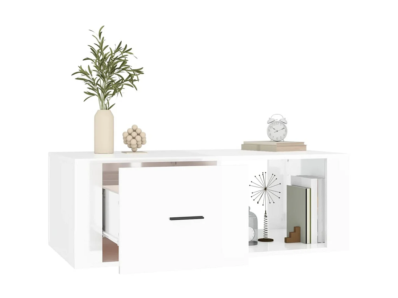 Couchtisch Beistelltisch Hochglanz-Weiß 100x50,5x35 cm Holzwerkstoff -MN12625