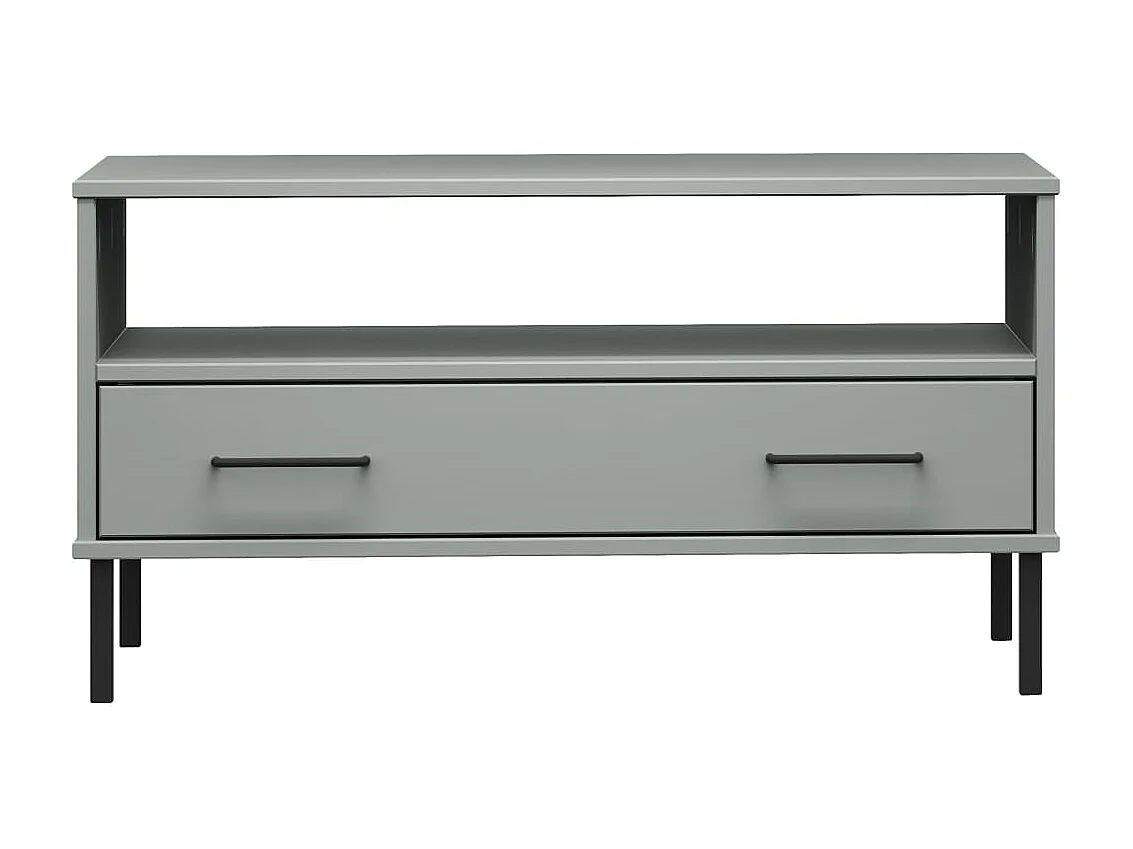 Couchtisch Beistelltisch OSLO mit Metallbeinen Grau 85x50x45 cm Massivholz -MN45468