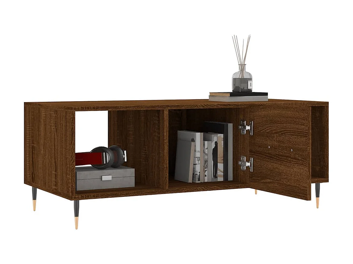 Couchtisch Braun Beistelltisch Eichen-Optik 102x50x40 cm Holzwerkstoff -MN22532