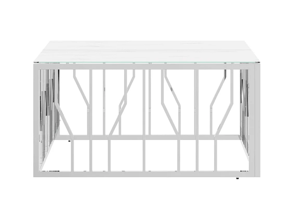 Couchtisch Beistelltisch Silbern 80x80x40 cm Edelstahl und Glas -MN53675