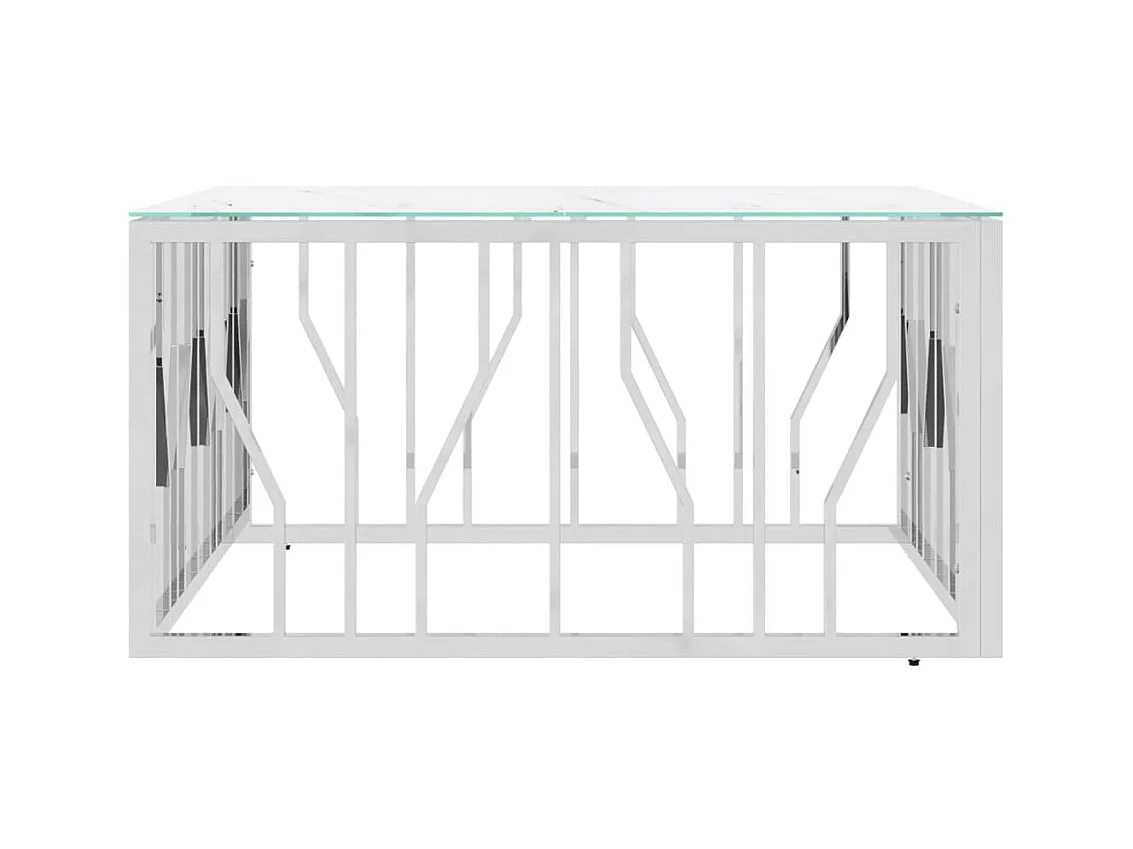 Couchtisch Beistelltisch Silbern 80x80x40 cm Edelstahl und Glas -MN53675