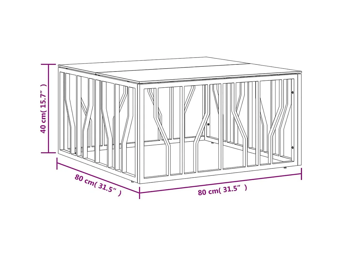 Couchtisch Beistelltisch Silbern 80x80x40 cm Edelstahl und Glas -MN53675