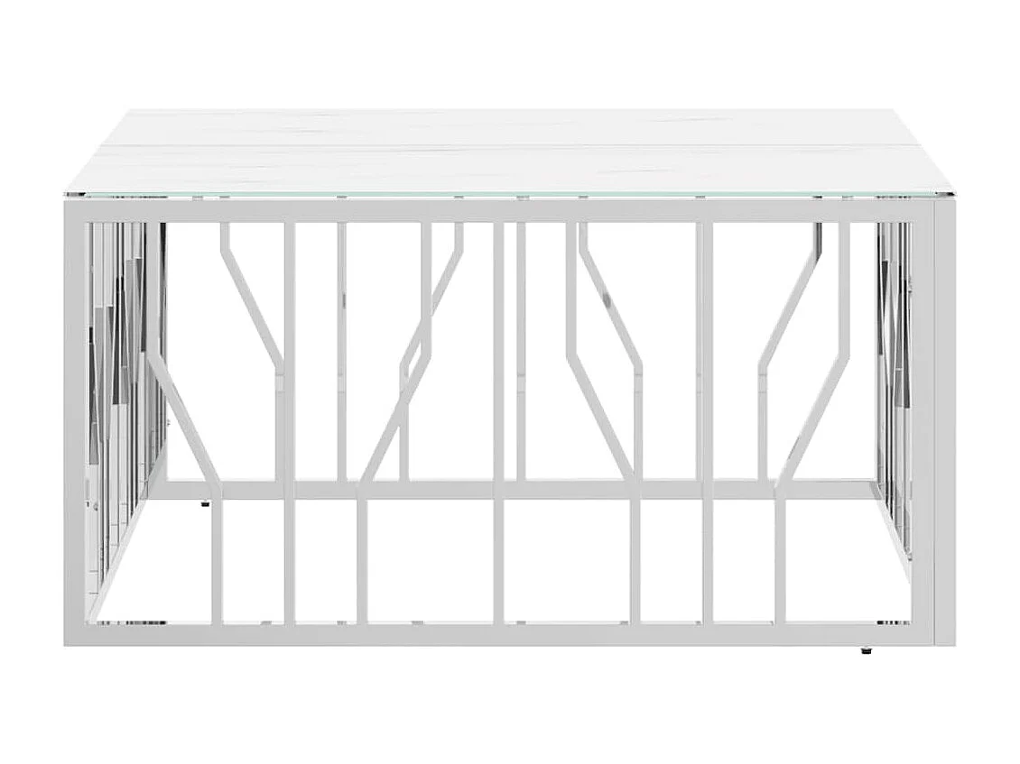 Couchtisch Beistelltisch Silbern 80x80x40 cm Edelstahl und Glas -MN53675