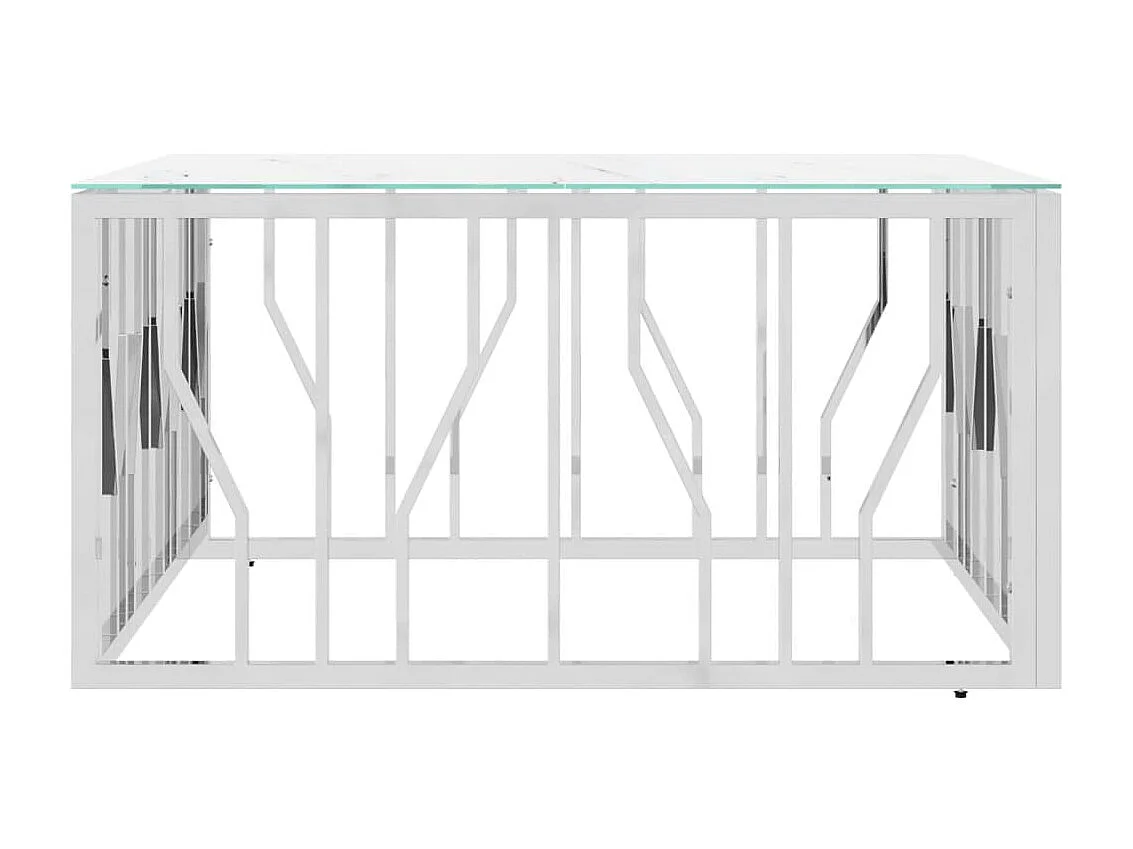 Couchtisch Beistelltisch Silbern 80x80x40 cm Edelstahl und Glas -MN53675