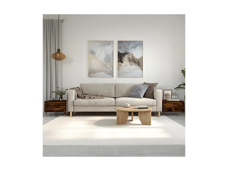 2er-Set Couchtische Beistelltisch Räuchereiche 50x46x35 cm Holzwerkstoff -MN15904