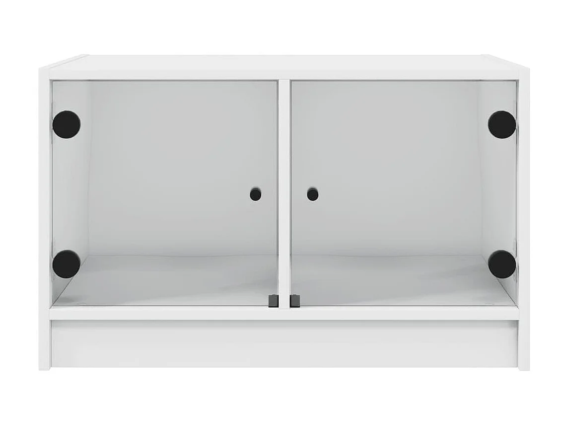 Couchtisch Beistelltisch mit Glastüren Weiß 68x50x42 cm -MN76988