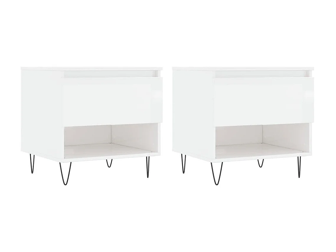 2er-Set Couchtische Beistelltisch Hochglanz-Weiß 50x46x50 cm Holzwerkstoff -MN11312