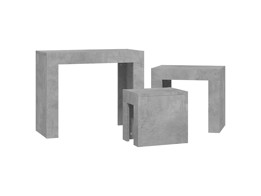 3-tlg.Satztisch,Beistelltisch Betongrau Holzwerkstoff -MN88854