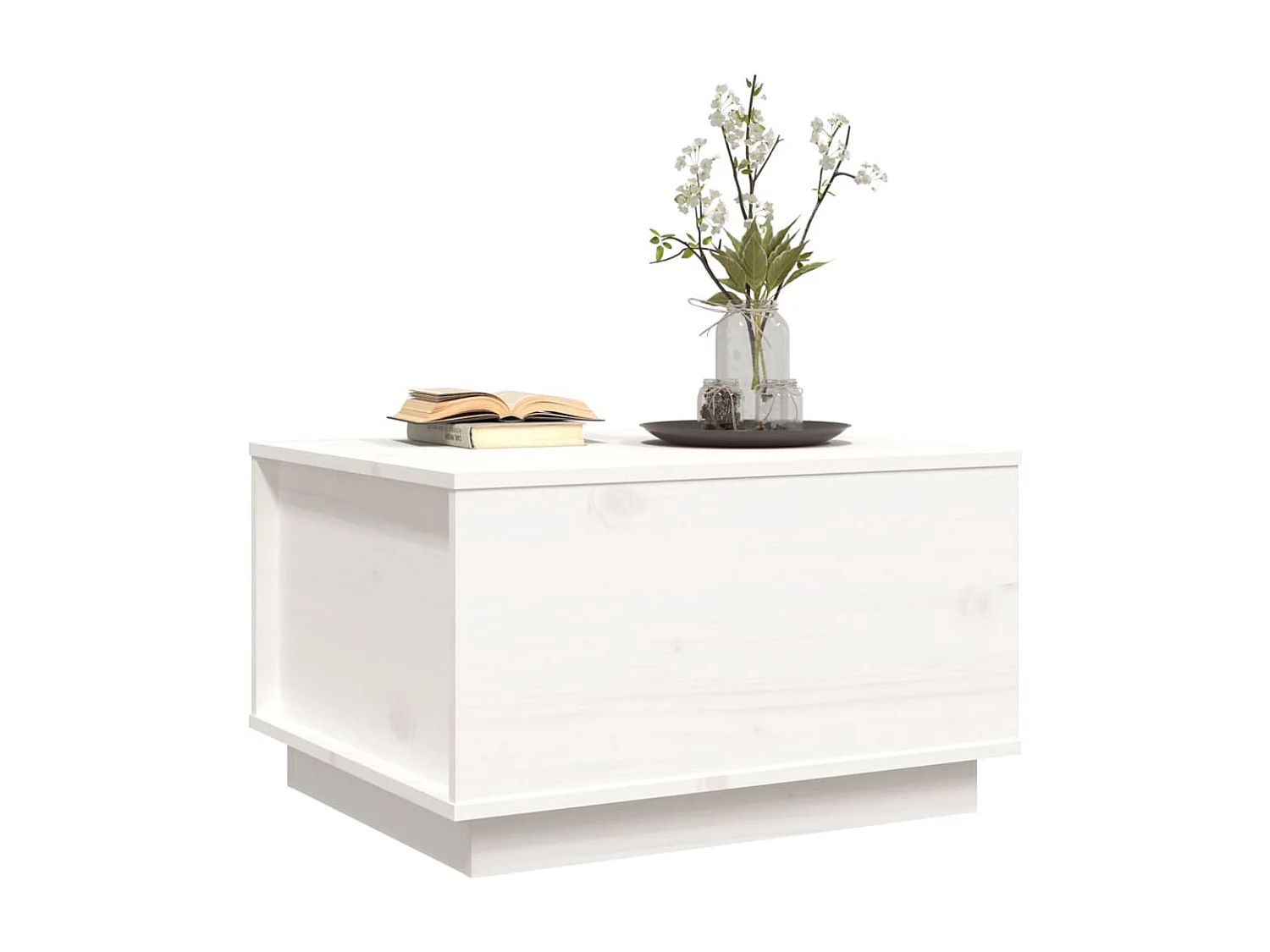 Couchtisch Beistelltisch Weiß 60x50x35 cm Massivholz Kiefer -MN35155