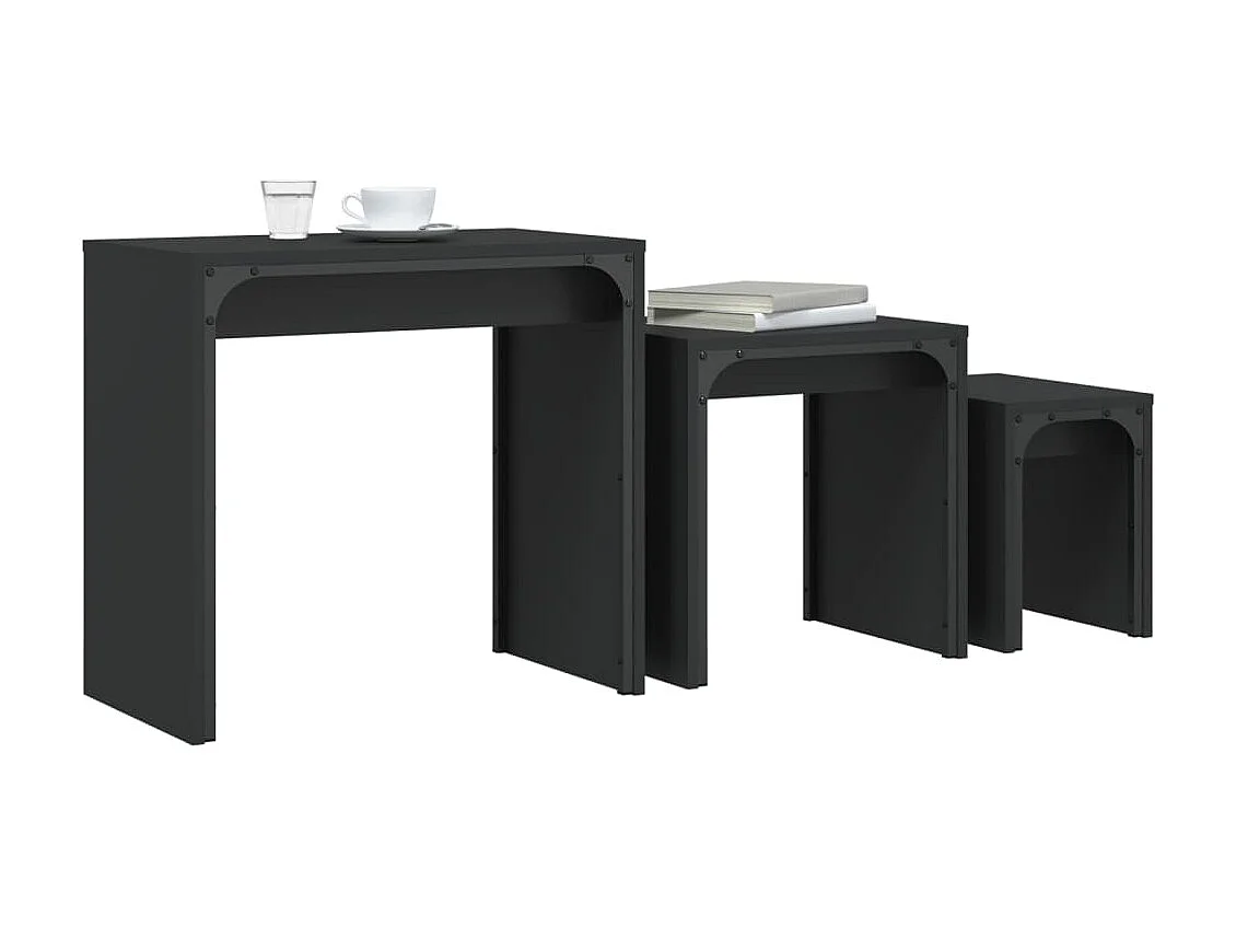 3er-Set Satztische Couchtische Schwarz Holzwerkstoff -MN67156
