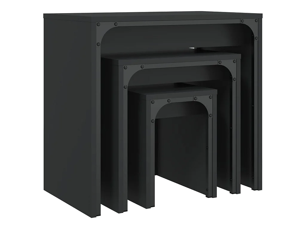 3er-Set Satztische Couchtische Schwarz Holzwerkstoff -MN67156