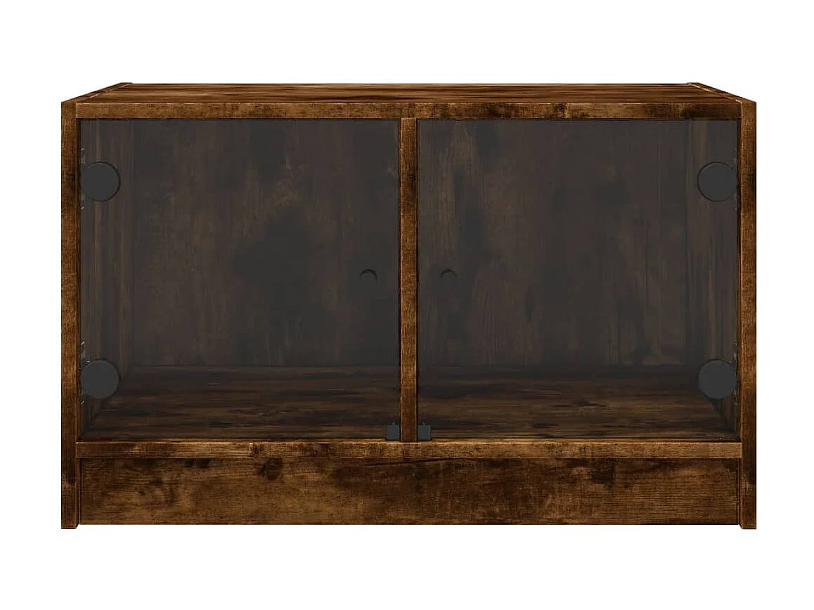 Couchtisch Beistelltisch mit Glastüren Räuchereiche 68x50x42 cm -MN76707