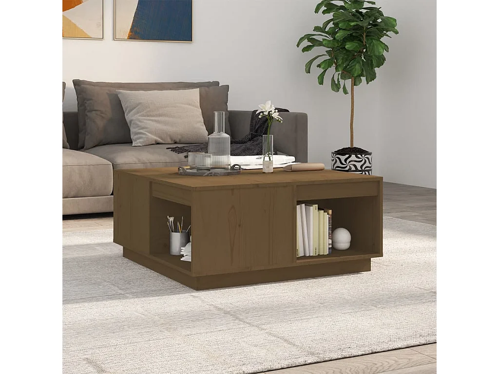 Couchtisch Beistelltisch Honigbraun 80x81x36,5 cm Massivholz Kiefer -MN88256