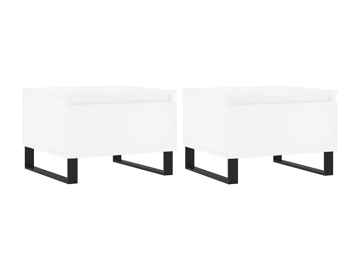 2er-Set Couchtische Beistelltisch Weiß 50x46x35 cm Holzwerkstoff -MN86199