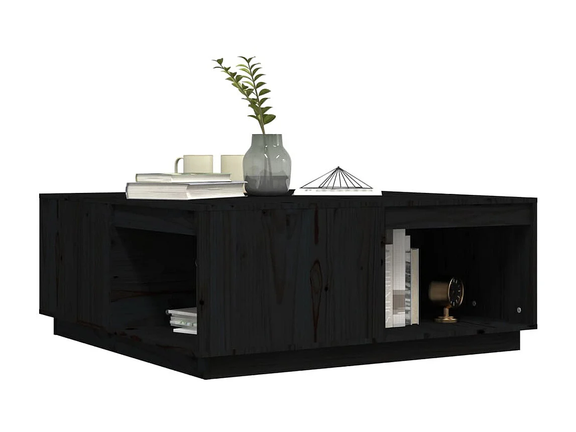 Couchtisch Beistelltisch Schwarz 100x101x40,5 cm Massivholz Kiefer -MN29915