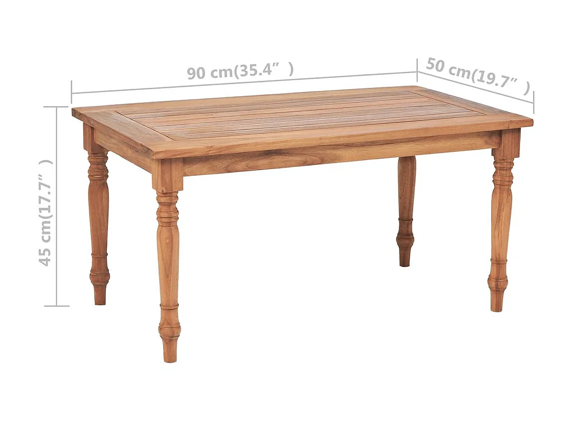 Batavia Couchtisch,Beistelltisch Kolonialstil Teak 90 x 50 x 45 cm -MN36600