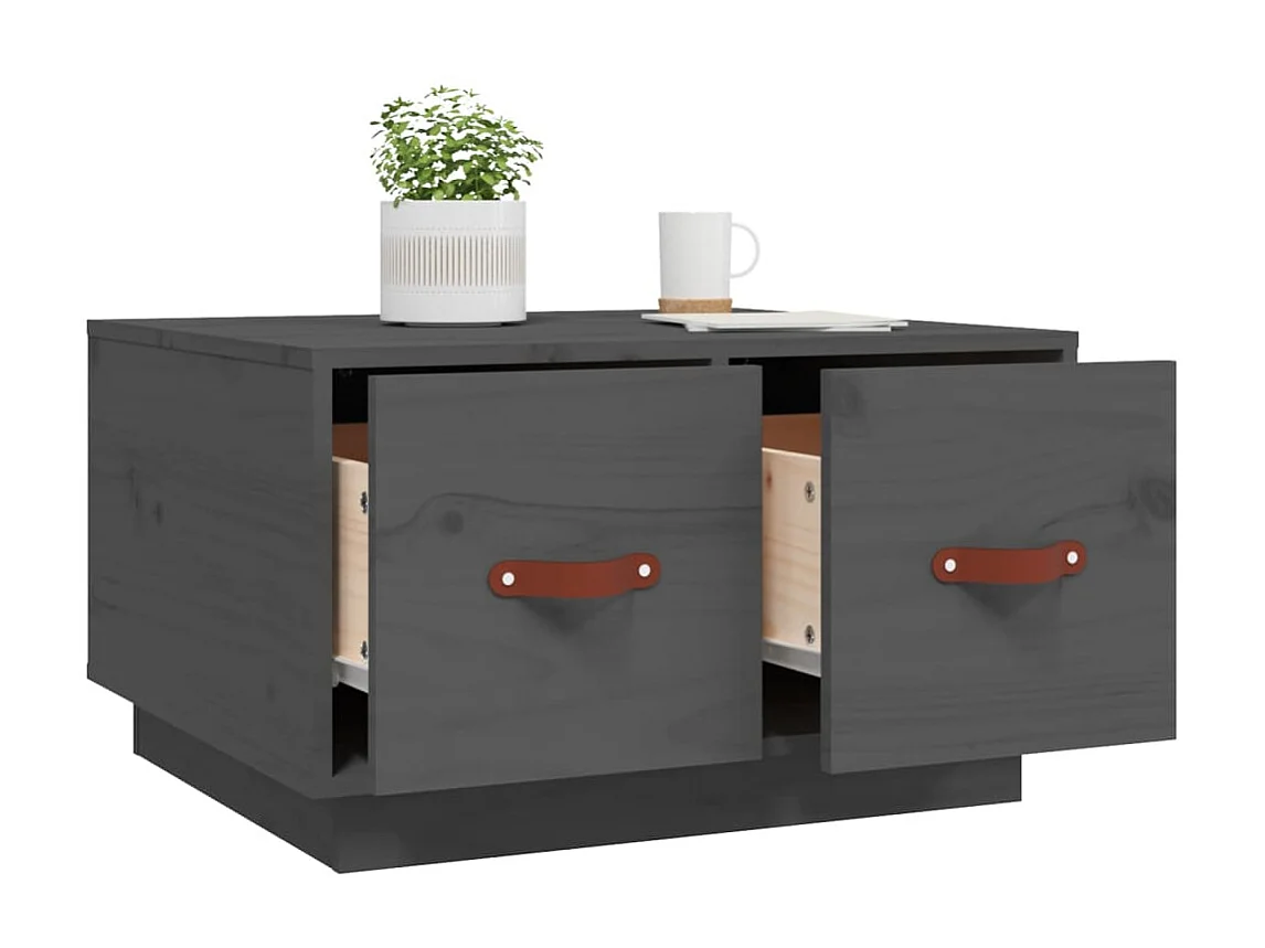 Couchtisch Beistelltisch Grau 60x53x35 cm Massivholz Kiefer -MN38579