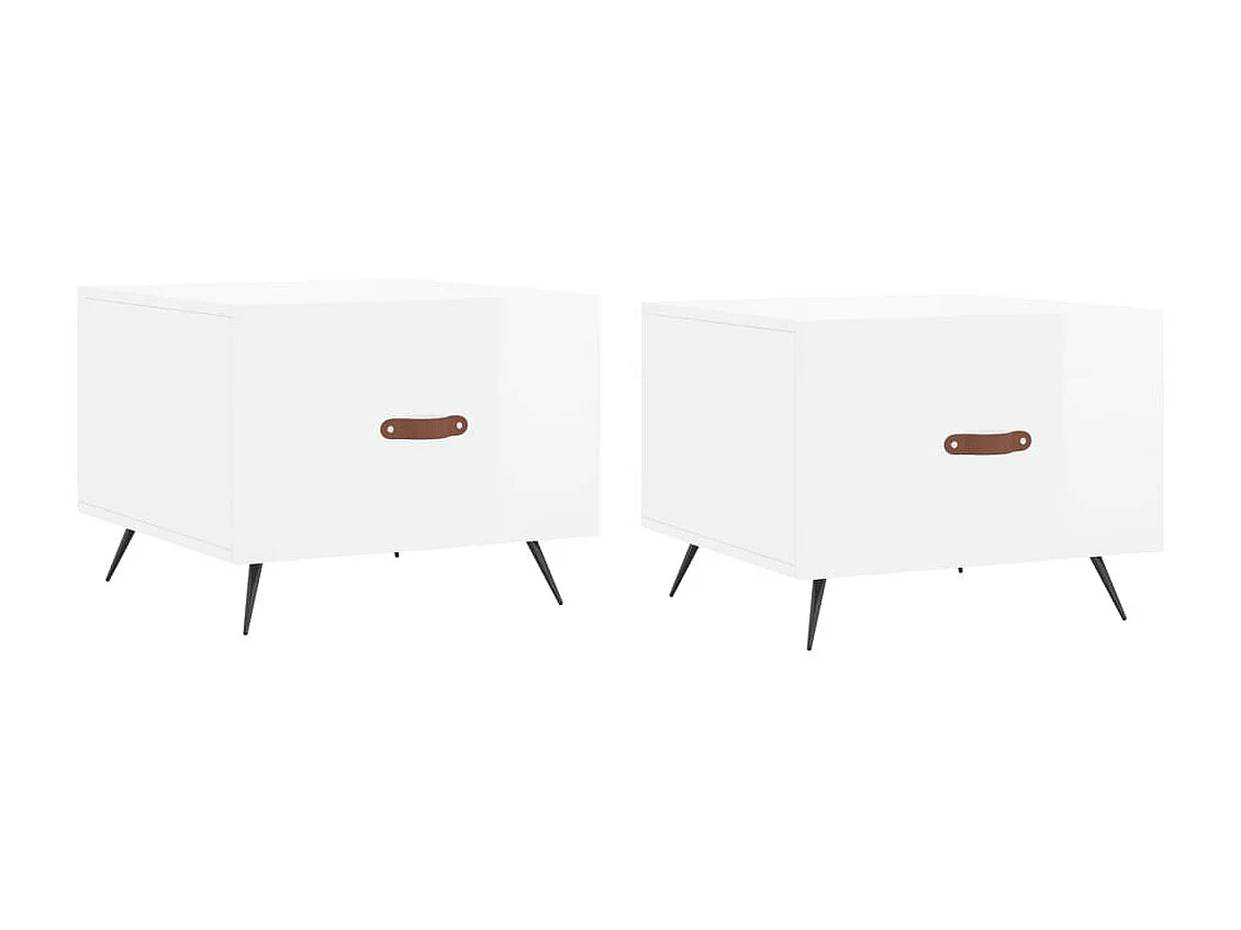 2er-Set Couchtische Beistelltisch Hochglanz-Weiß 50x50x40 cm Holzwerkstoff -MN95216