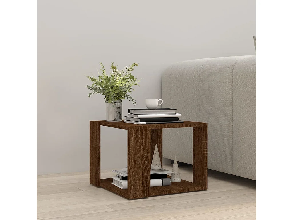 Couchtisch Braun Beistelltisch Eichen-Optik 40x40x30 cm Holzwerkstoff -MN50462