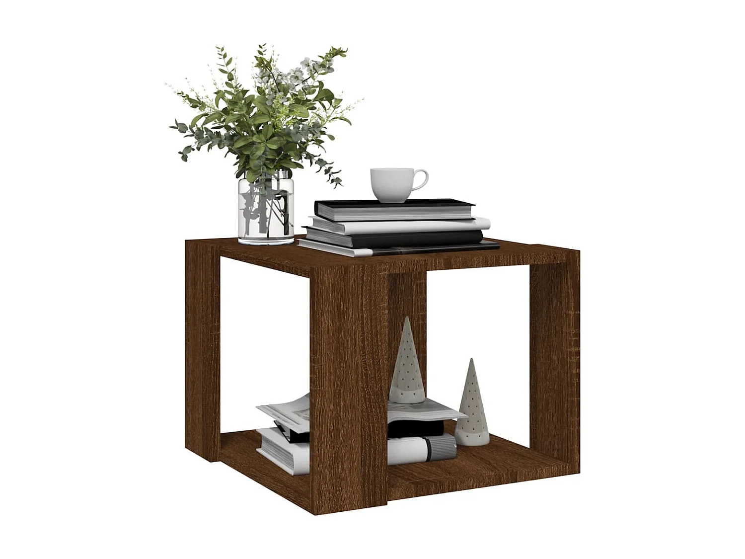 Couchtisch Braun Beistelltisch Eichen-Optik 40x40x30 cm Holzwerkstoff -MN50462