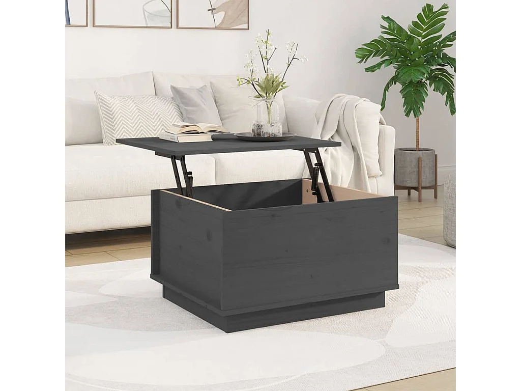 Couchtisch Beistelltisch Grau 60x50x35 cm Massivholz Kiefer -MN44428
