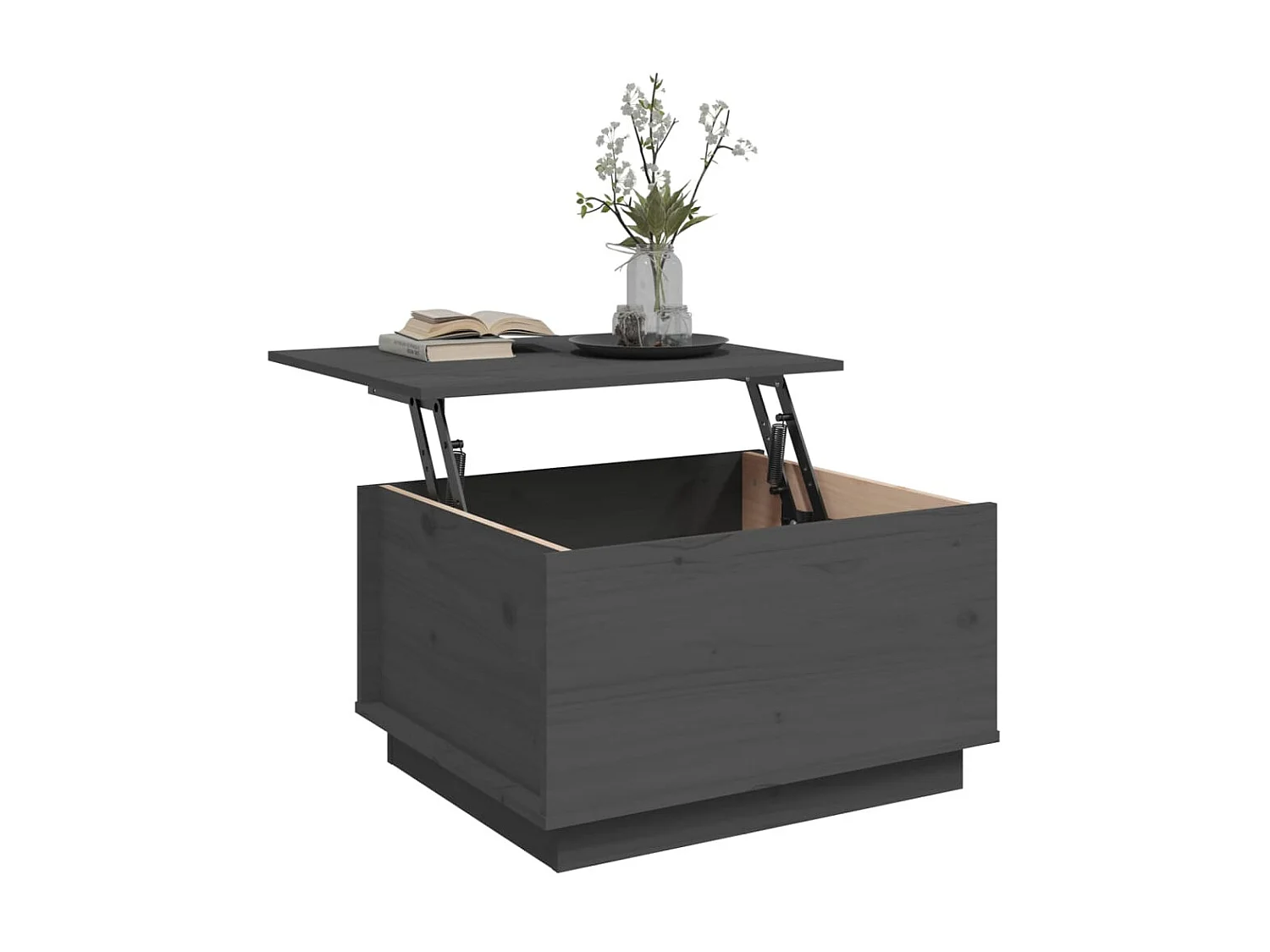 Couchtisch Beistelltisch Grau 60x50x35 cm Massivholz Kiefer -MN44428