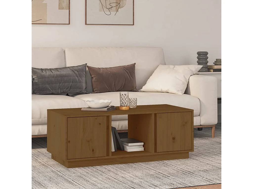 Couchtisch Beistelltisch Honigbraun 110x50x40 cm Massivholz Kiefer -MN63350