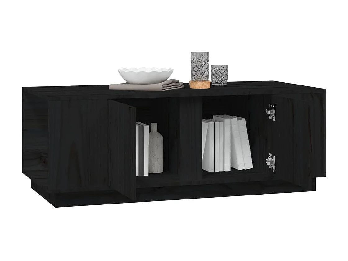 Couchtisch Beistelltisch Schwarz 110x50x40 cm Massivholz Kiefer -MN27880