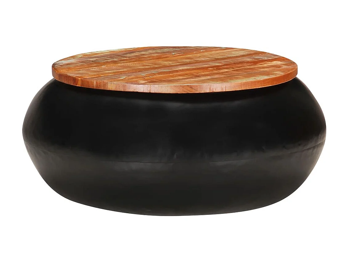 Couchtisch Beistelltisch Schwarz 68x68x30 cm Recyceltes Massivholz -MN12150