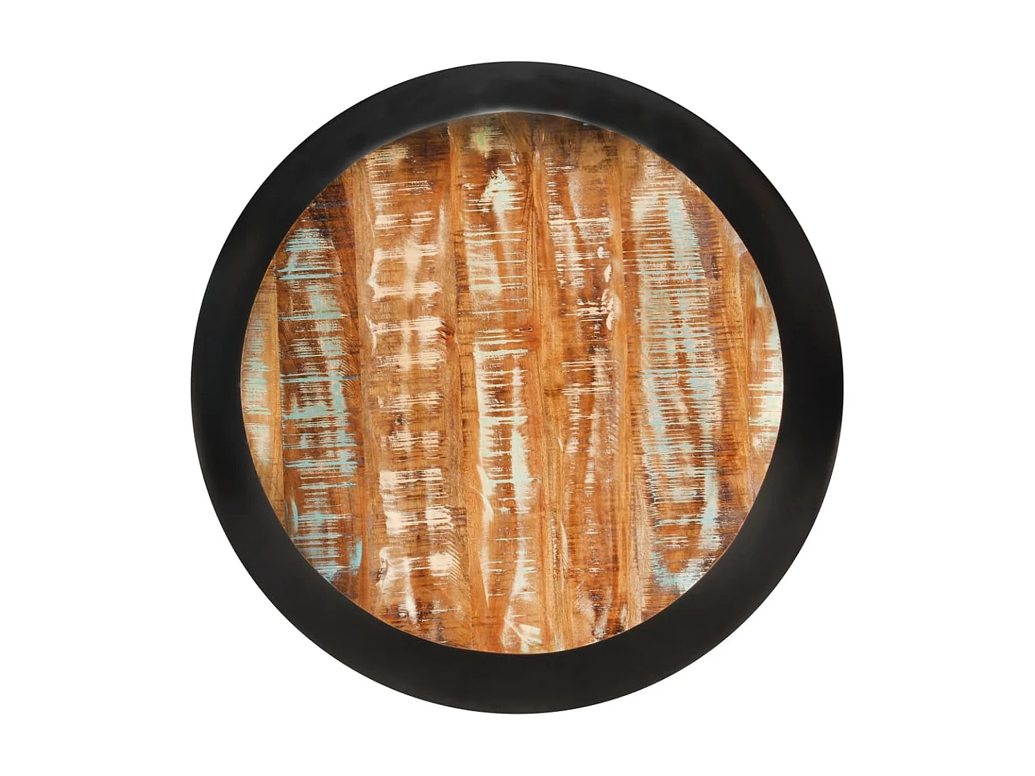 Couchtisch Beistelltisch Schwarz 68x68x30 cm Recyceltes Massivholz -MN12150