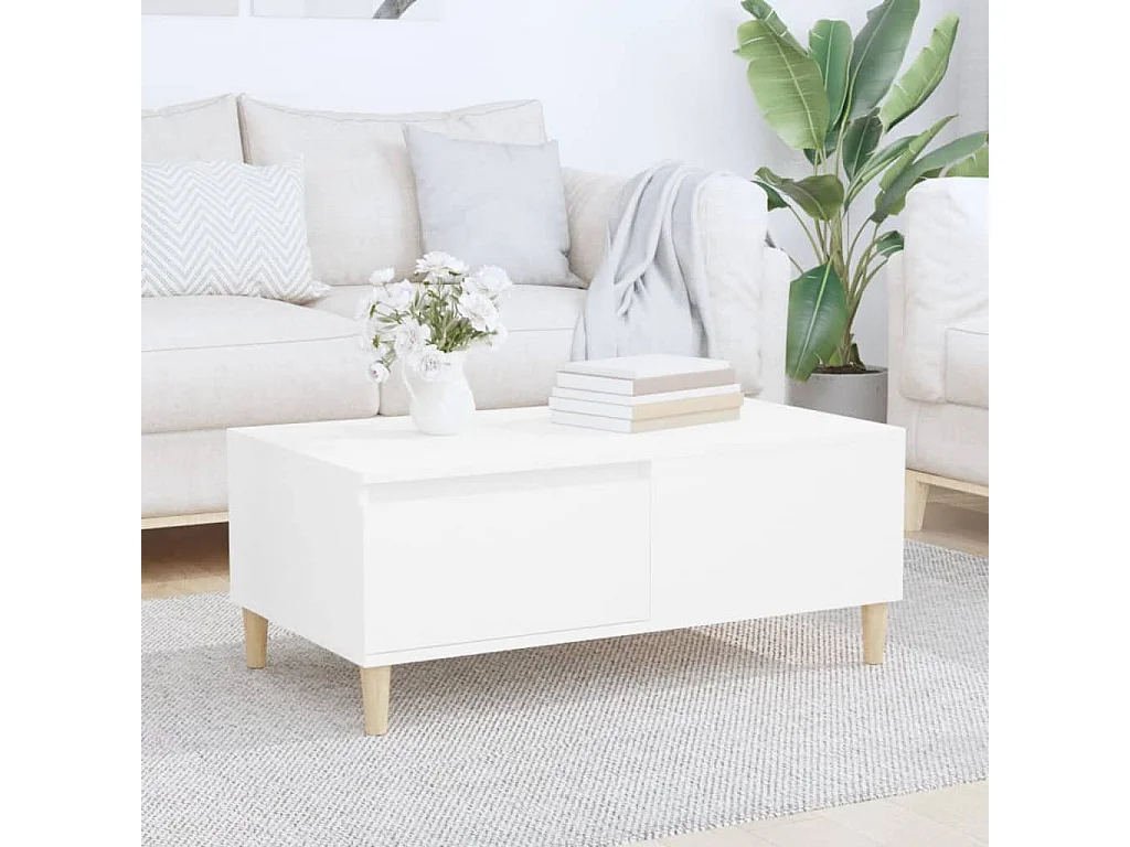 Couchtisch Beistelltisch Weiß 90x50x36,5 cm Holzwerkstoff -MN52816