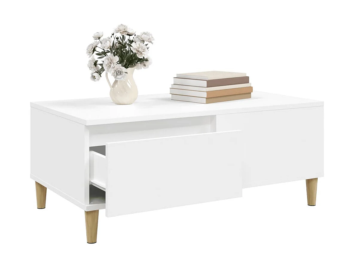 Couchtisch Beistelltisch Weiß 90x50x36,5 cm Holzwerkstoff -MN52816