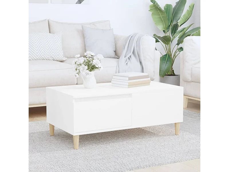 Couchtisch Beistelltisch Weiß 90x50x36,5 cm Holzwerkstoff -MN52816