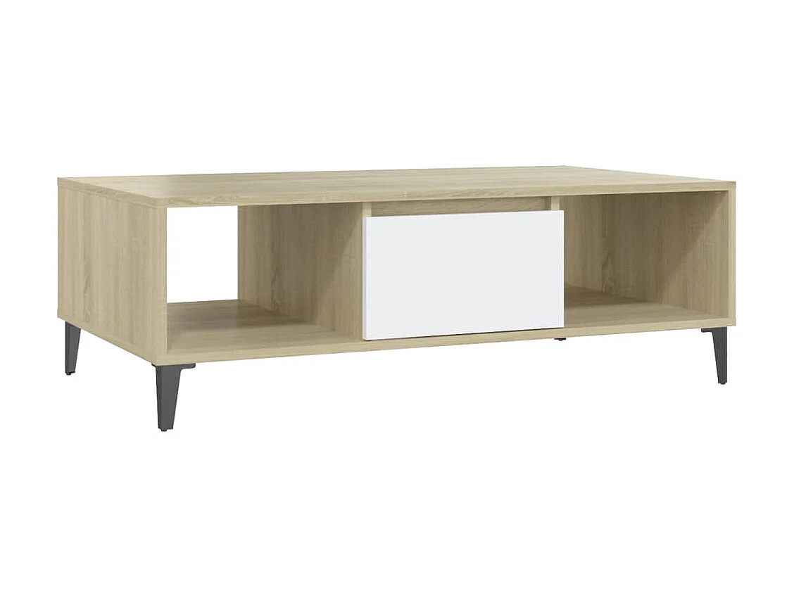 Couchtisch Beistelltisch Weiß und Sonoma-Eiche 103,5x60x35 cm Holzwerkstoff -MN50808