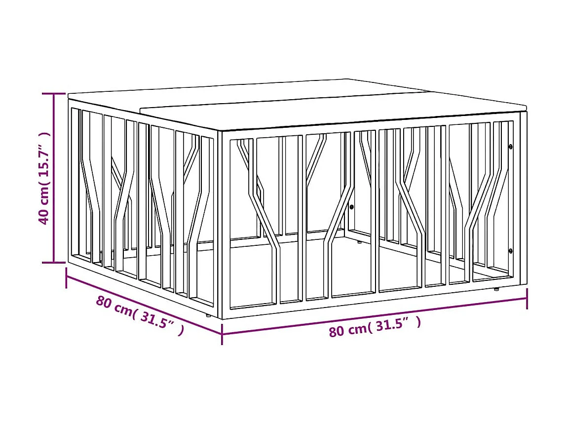 Couchtisch Beistelltisch Silbern Edelstahl und Altholz Massiv -MN18462