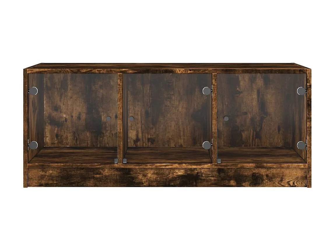 Couchtisch Beistelltisch mit Glastüren Räuchereiche 102x50x42 cm -MN65003