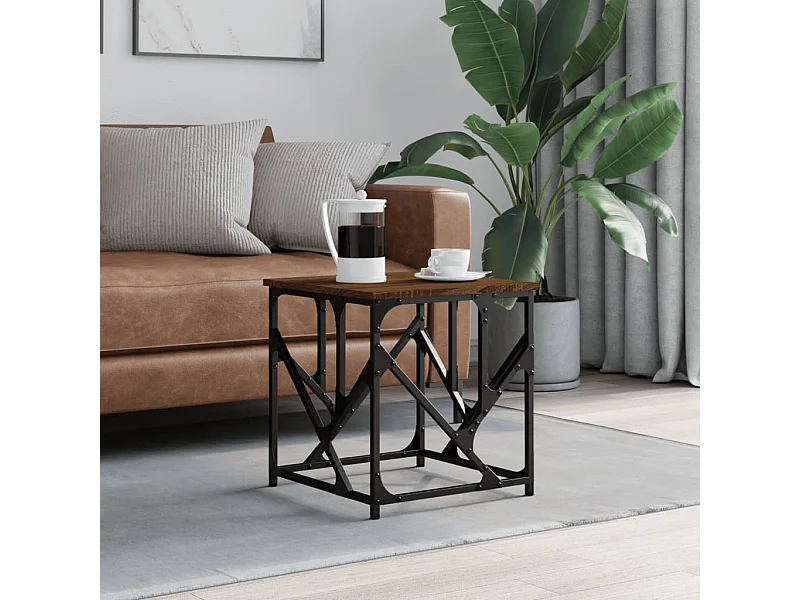 Couchtisch Braun Beistelltisch Eichen-Optik 45x45x47,5 cm Holzwerkstoff -MN87110