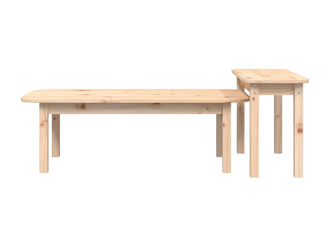 2-tlg. Couchtisch,Beistelltisch-Set Massivholz Kiefer -MN89597