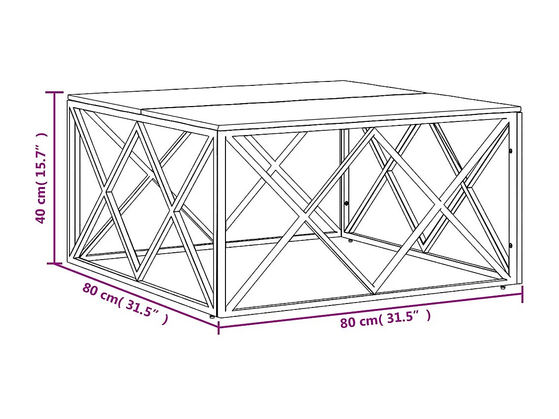 Couchtisch Beistelltisch Silbern Edelstahl und Massivholz Akazie -MN21466