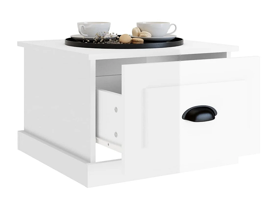 Couchtisch Beistelltisch Hochglanz-Weiß 50x50x35 cm Holzwerkstoff -MN82586