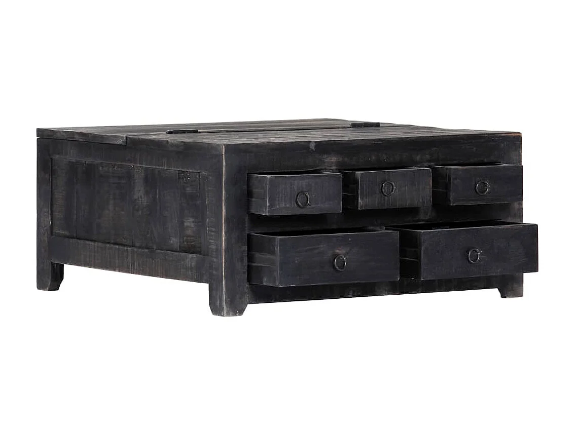 Couchtisch Beistelltisch Schwarz 65 x 65 x 30 cm Mangoholz Massiv -MN10062