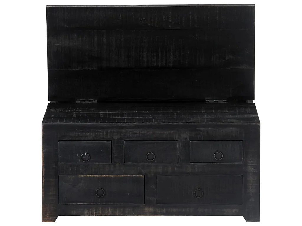 Couchtisch Beistelltisch Schwarz 65 x 65 x 30 cm Mangoholz Massiv -MN10062