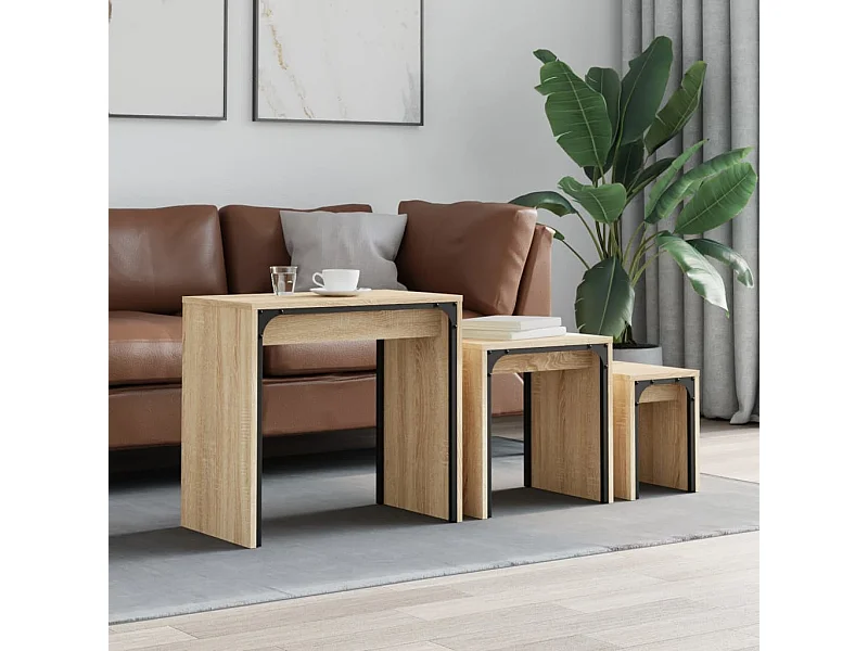 3er-Set Satztische Couchtische Sonoma-Eiche Holzwerkstoff -MN28723