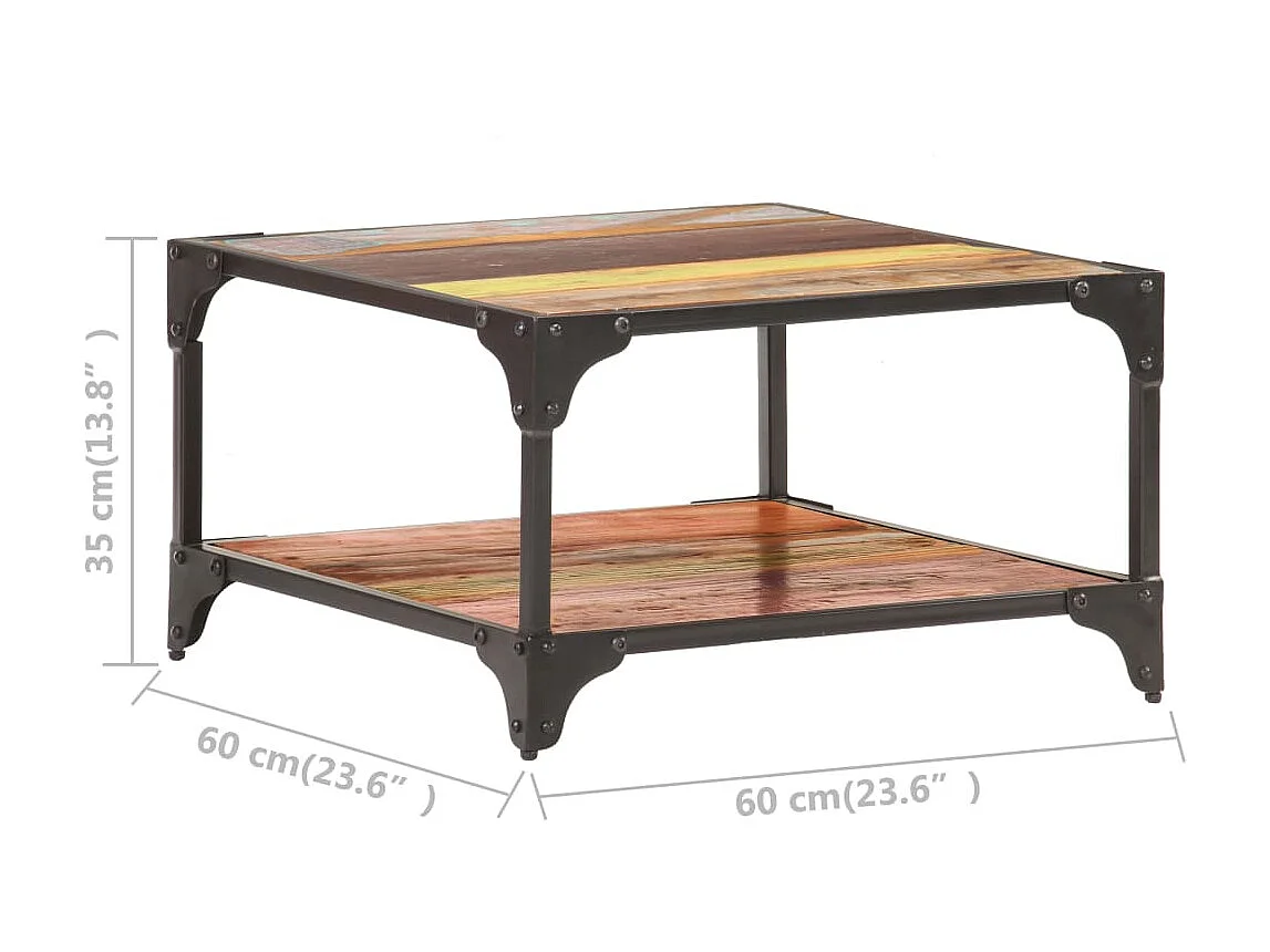 Couchtisch Beistelltisch 60x60x35 cm Altholz Massiv -MN70880