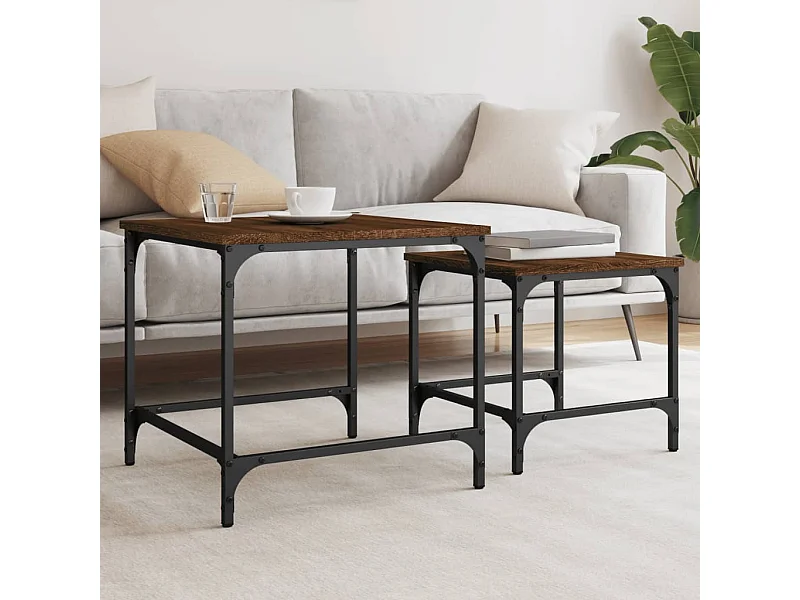 2er-Set Satztische Couchtische Braun Eichen-Optik Holzwerkstoff -MN54728