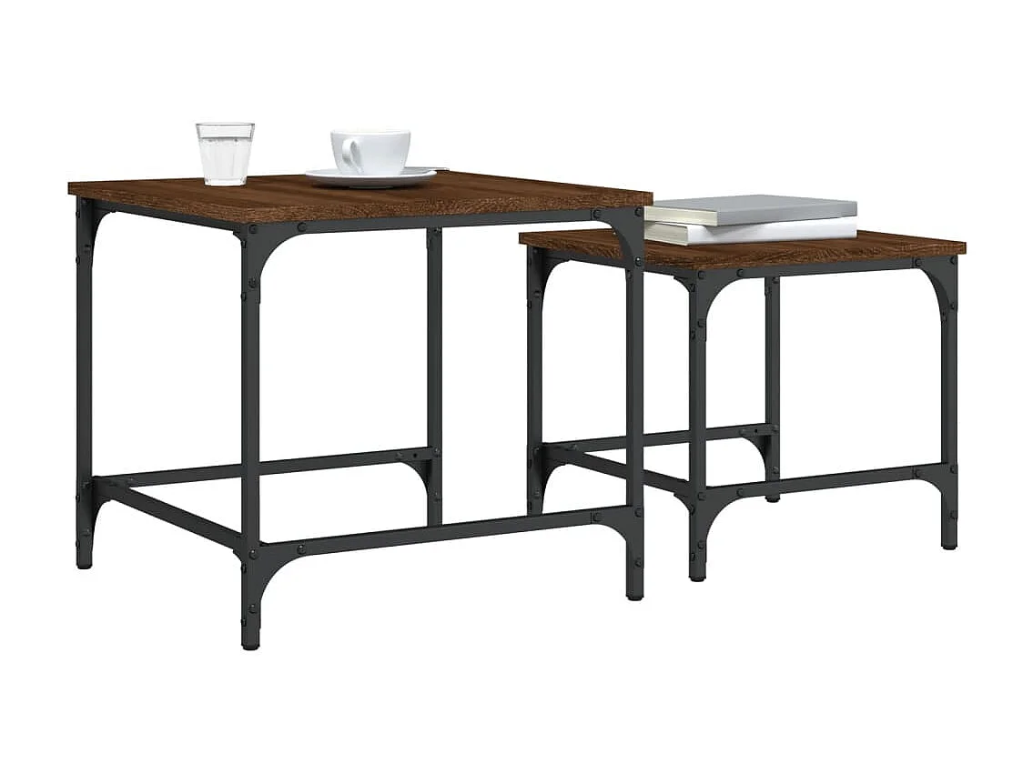 2er-Set Satztische Couchtische Braun Eichen-Optik Holzwerkstoff -MN54728