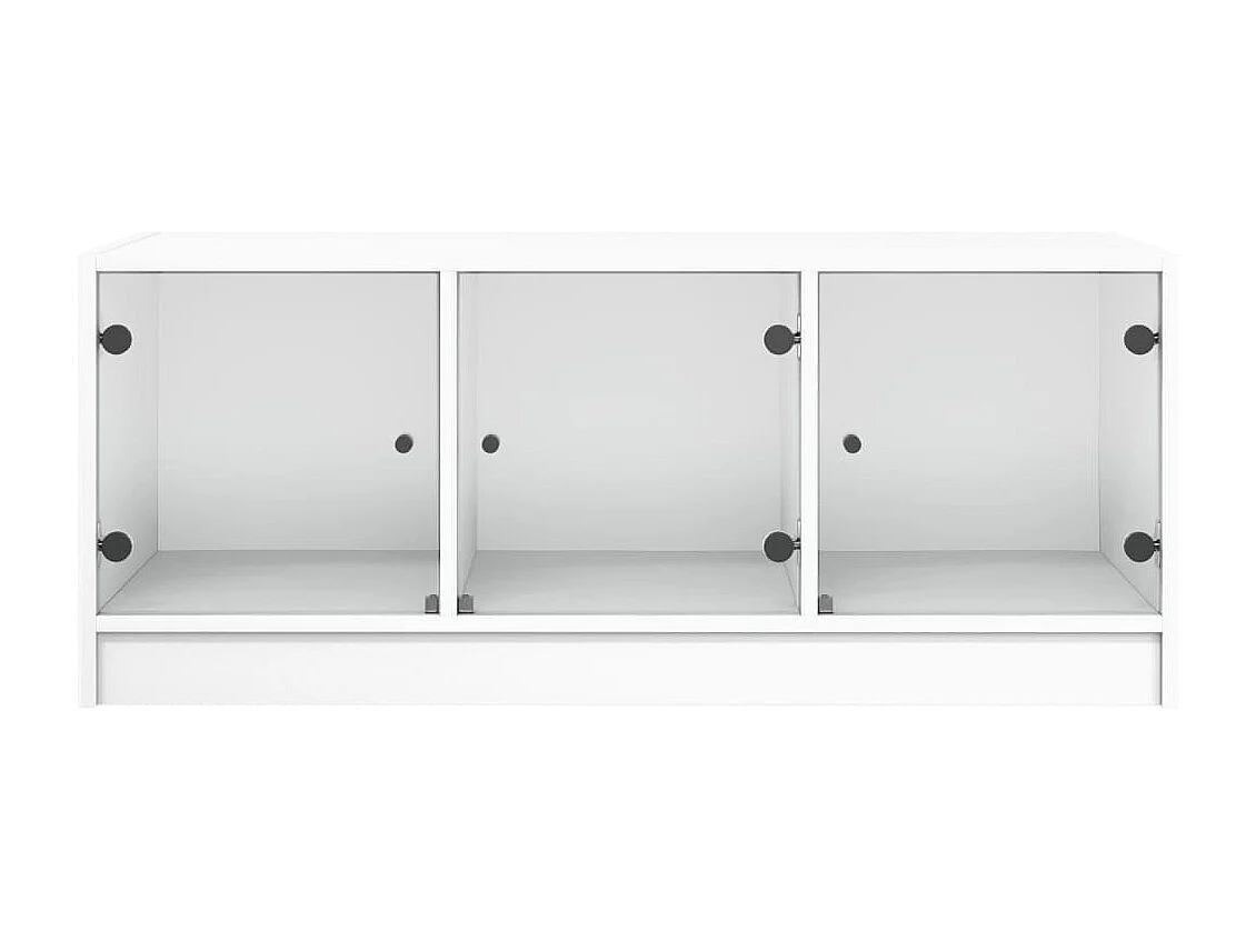 Couchtisch Beistelltisch mit Glastüren Weiß 102x50x42 cm -MN92322